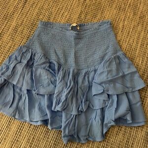 Boutique Blue Ruffled Mini Skirt
